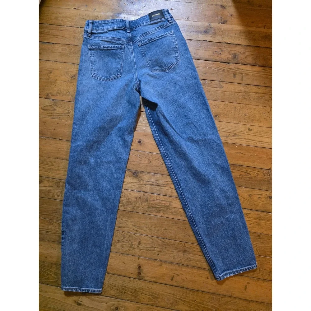 Old Navy Sky Hi Straight Distressed High Rise Jeans Medium Wash Blue‎ Denim 4